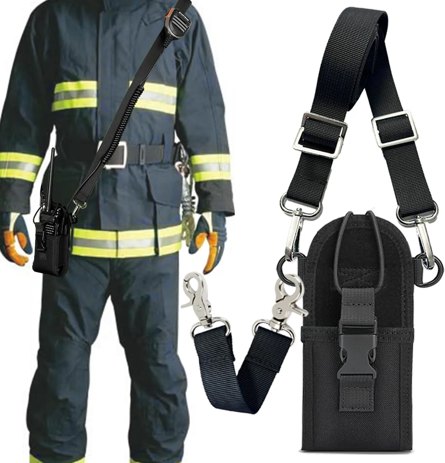 Radio Holster for Firefighter Bundle Set, Includes Radio Strap and Moveable Mic Holder, Duty Belt Holder, Anti-Sway Strap for EMS EMT Firefighters Polices