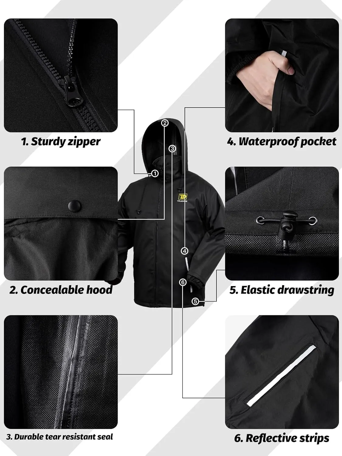 Rain Suit, Waterproof Rain Suits for Men, 2 Pieces Breathable & Windproof Rainwear，S-3XL