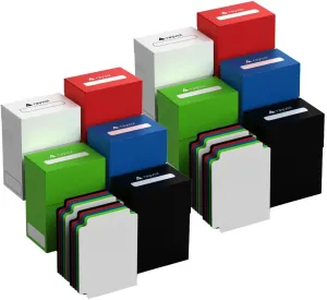 Rayvol 10 Card Deck Box with 20 Dividers - Set of 10 Card Boxes for TCG (Blue, Red, Green, Black, White)