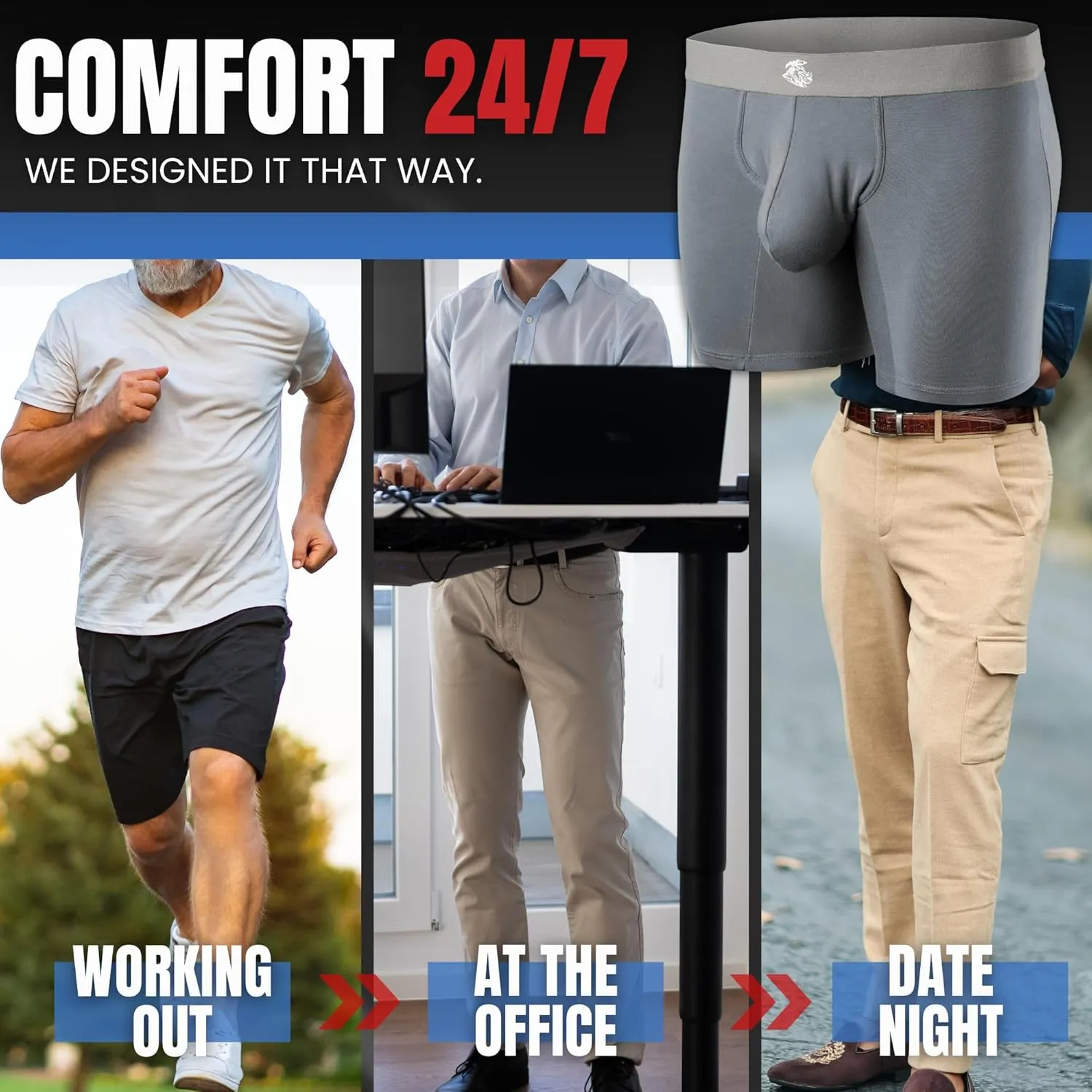 Real Men Bulge Enhancing Pouch Underwear for Men – 1, 3 and 6 Pack Set - Modal Boxer Briefs ABCD Pouch
