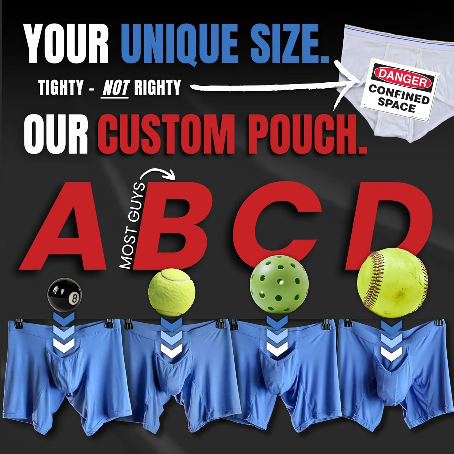 Real Men Bulge Enhancing Pouch Underwear for Men – 1, 3 and 6 Pack Set - Modal Boxer Briefs ABCD Pouch