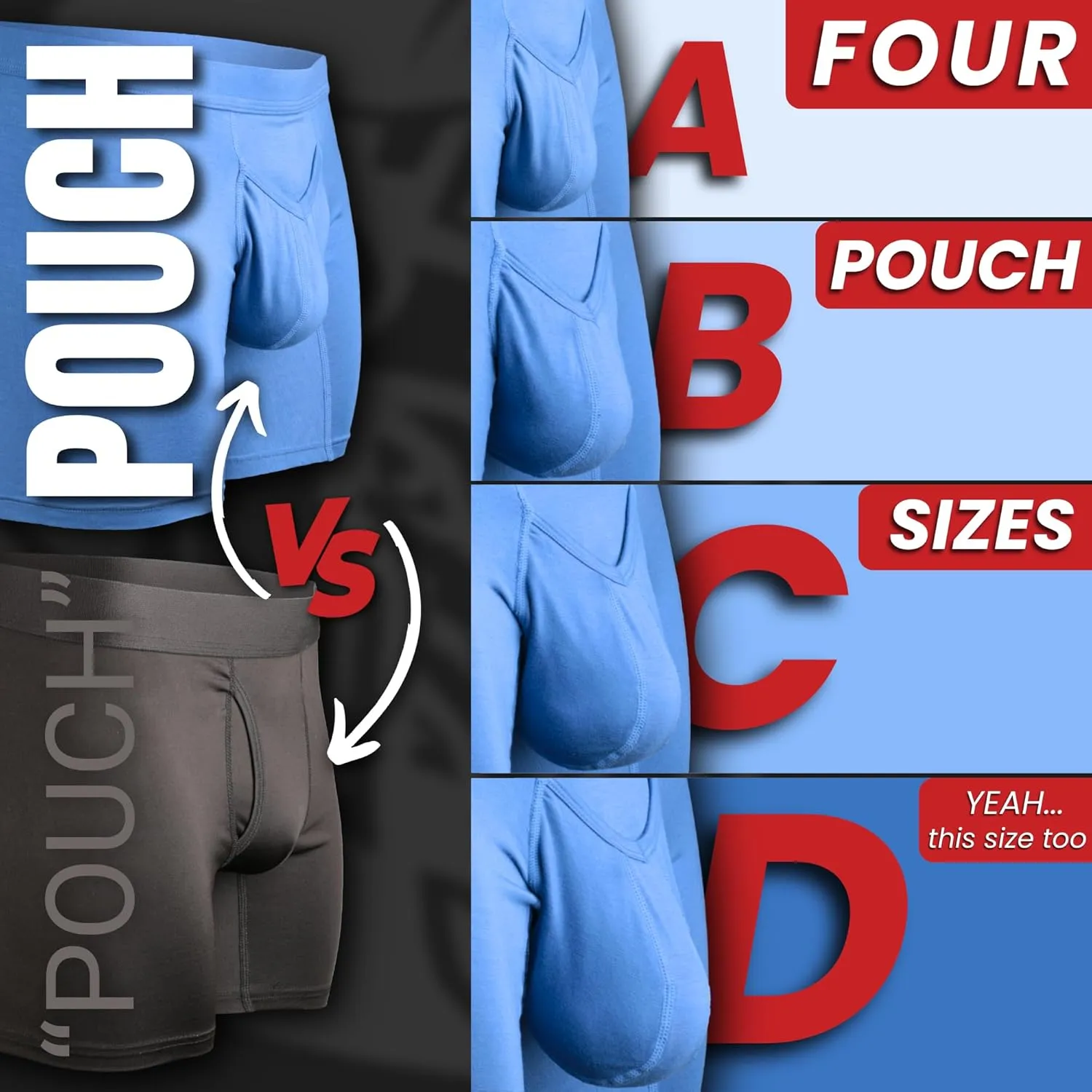 Real Men Bulge Enhancing Pouch Underwear for Men – 1, 3 and 6 Pack Set - Modal Boxer Briefs ABCD Pouch