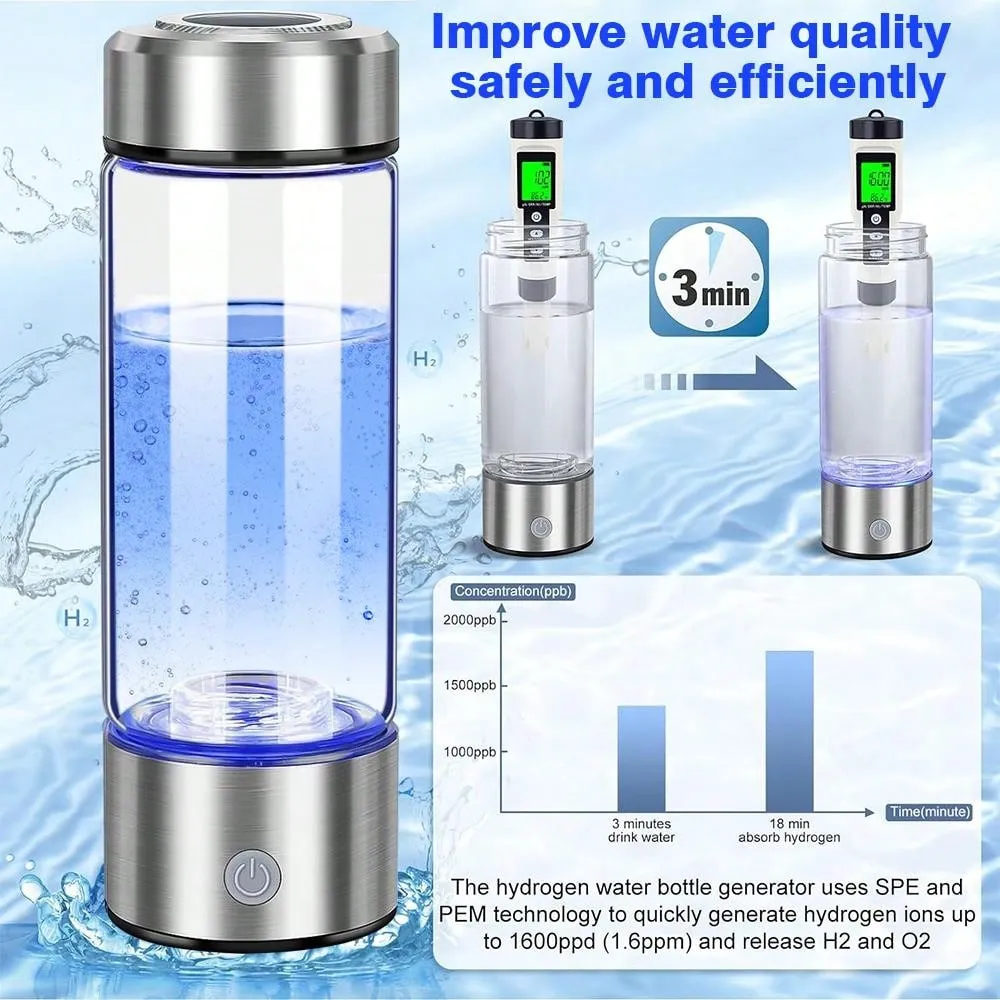 Rechargeable Portable Hydrogen Water Bottle, Hydrogen Water Bottle Generator For Travel, Home, Office Use