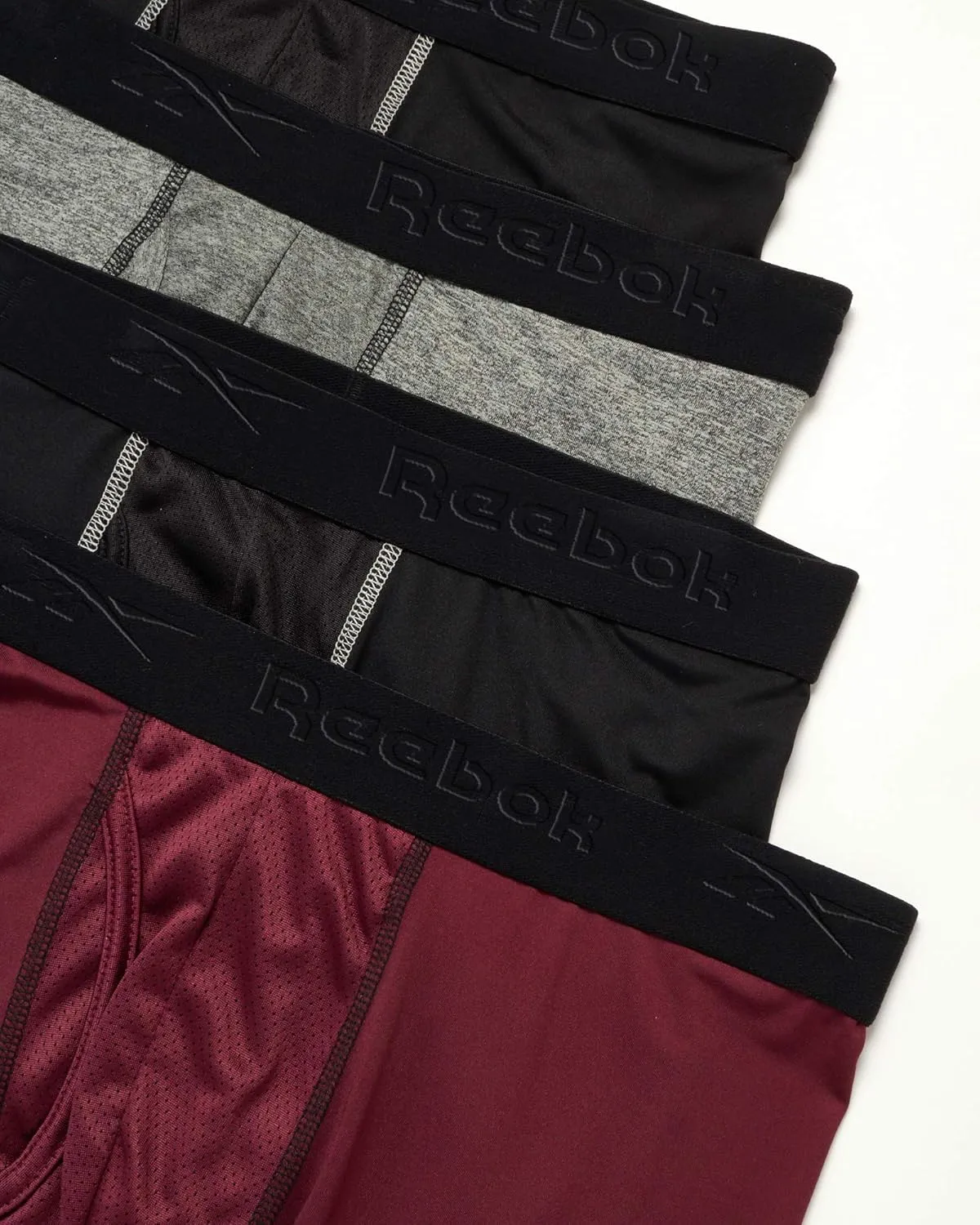 Reebok Mens Boxer Briefs - 4 Pack Stretch Performance Mens Underwear Boxers with Functional Fly Pouch (Sizes: S-XL)