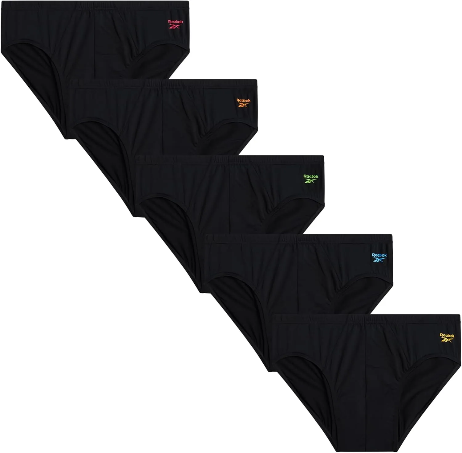 Reebok Men's Briefs - 5 Pack Quick Dry Low Rise Performance Underwear Briefs - Soft Stretch Athletic Men's Bikini Briefs S-XL