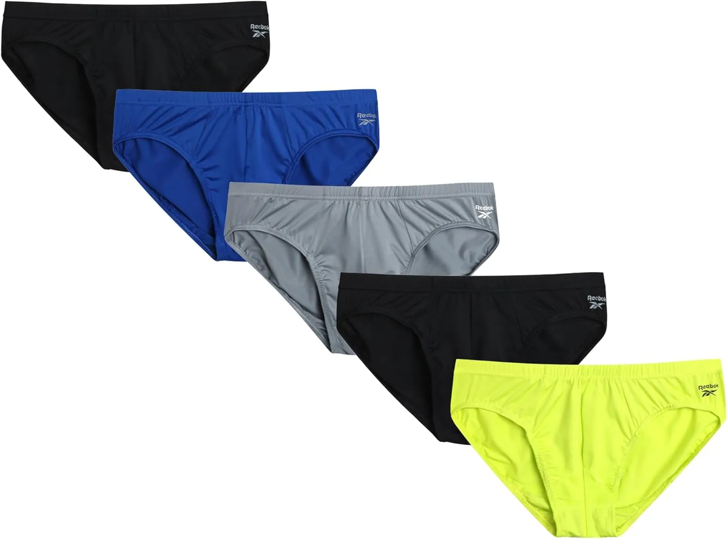 Reebok Men's Briefs - 5 Pack Quick Dry Low Rise Performance Underwear Briefs - Soft Stretch Athletic Men's Bikini Briefs S-XL
