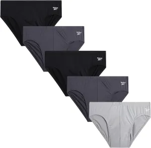 Reebok Men's Briefs - 5 Pack Quick Dry Low Rise Performance Underwear Briefs - Soft Stretch Athletic Men's Bikini Briefs S-XL