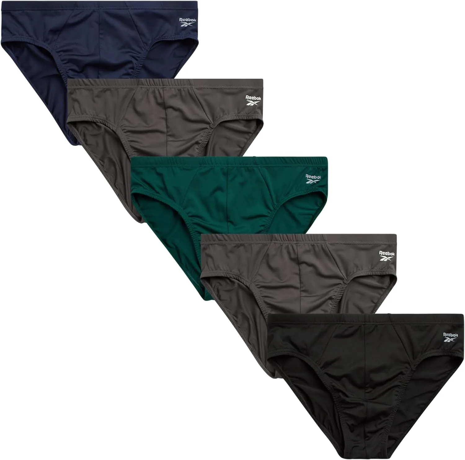 Reebok Men's Briefs - 5 Pack Quick Dry Low Rise Performance Underwear Briefs - Soft Stretch Athletic Men's Bikini Briefs S-XL
