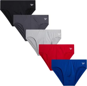 Reebok Men's Briefs - 5 Pack Quick Dry Low Rise Performance Underwear Briefs - Soft Stretch Athletic Men's Bikini Briefs S-XL