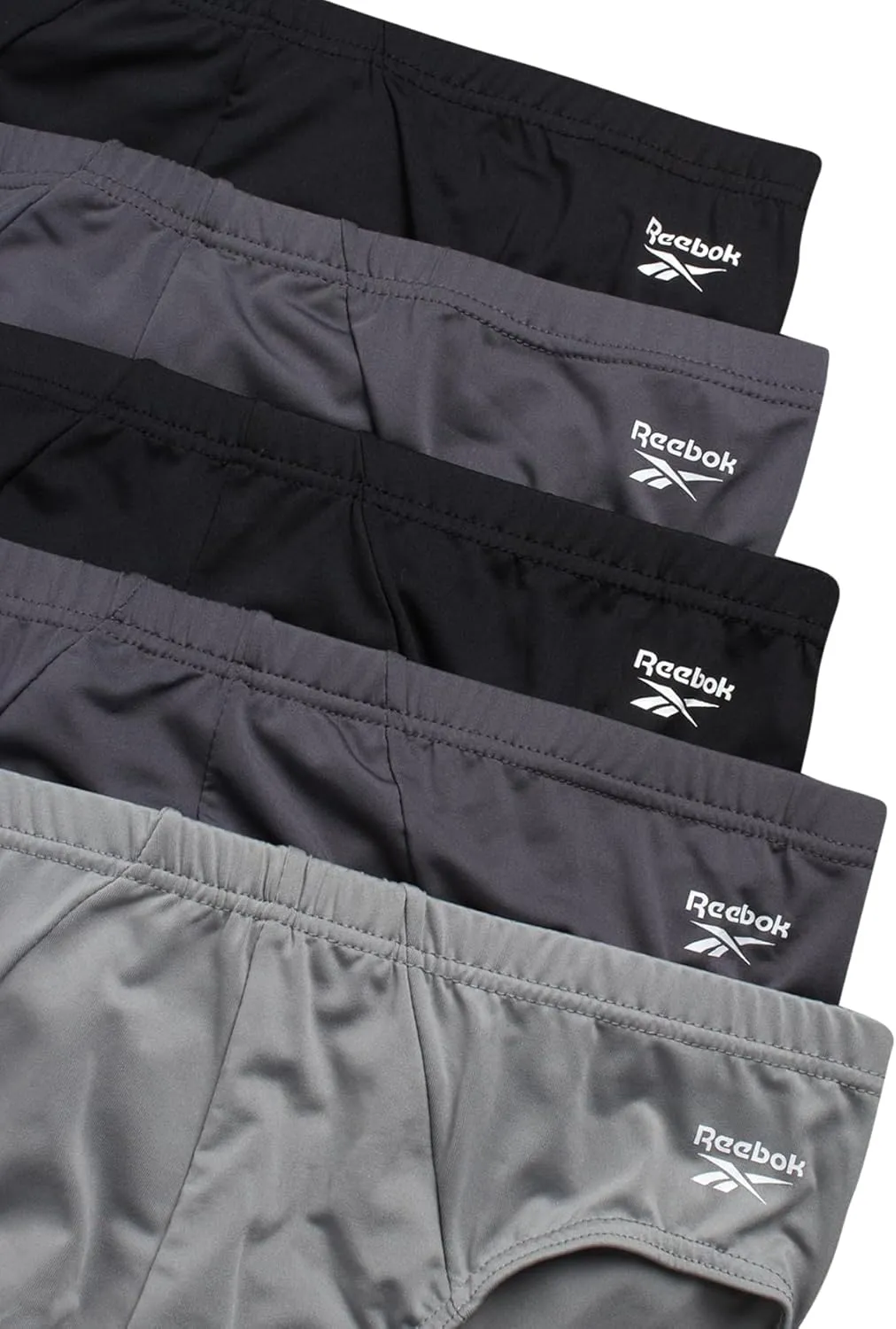 Reebok Men's Briefs - 5 Pack Quick Dry Low Rise Performance Underwear Briefs - Soft Stretch Athletic Men's Bikini Briefs S-XL