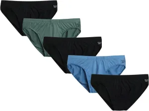 Reebok Men's Briefs - 5 Pack Quick Dry Low Rise Performance Underwear Briefs - Soft Stretch Athletic Men's Bikini Briefs S-XL
