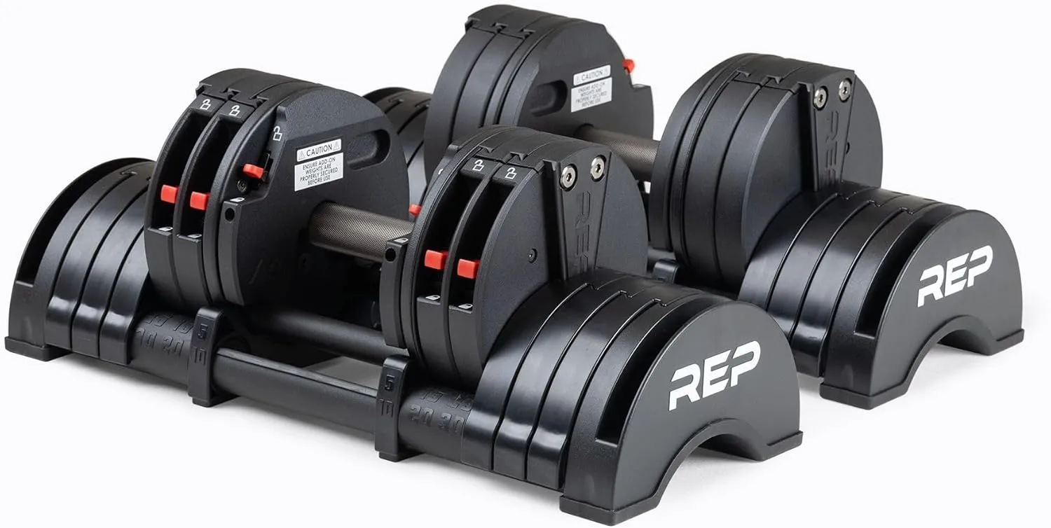 Rep Fitness Quickdraw Adjustable Dumbbells, Multiple weight ranges available including: 5-30, 5-40,5-50 and 5-60 lbs
