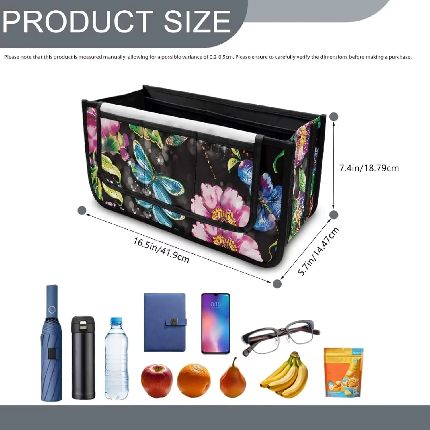 Retro Dragonfly Flowers Rollator Bag Tote Organizer for Universal Walkers Walker Bag Mobility Aid Accessory Pouch for Seniors in Assisted Living
