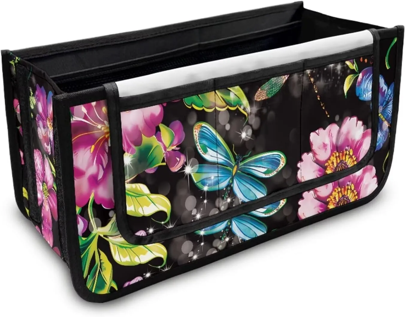 Retro Dragonfly Flowers Rollator Bag Tote Organizer for Universal Walkers Walker Bag Mobility Aid Accessory Pouch for Seniors in Assisted Living