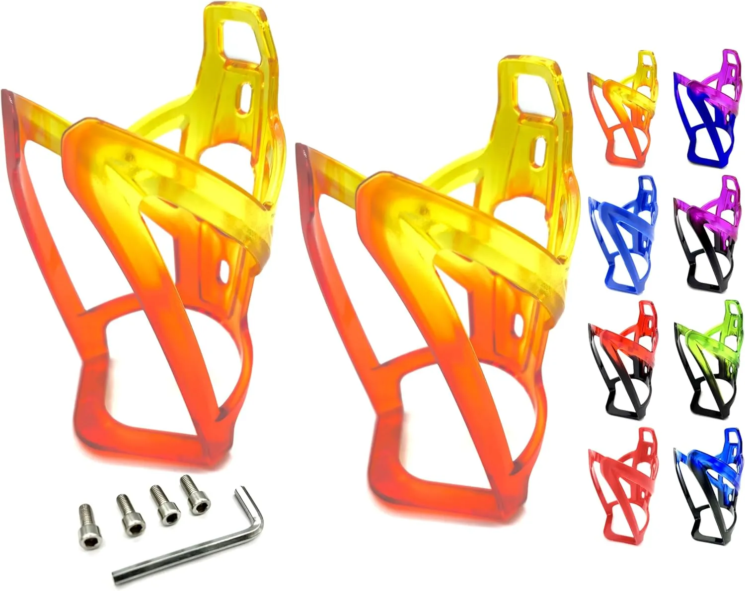 Revere Ultra-Light Bike Water Bottle Holder – Durable Bicycle Bottle Cage for Road, MTB, & Mountain Bikes – 2-Pack with Screws & Installation Tool – Premium Cycling Accessories (Yellow/Orange)