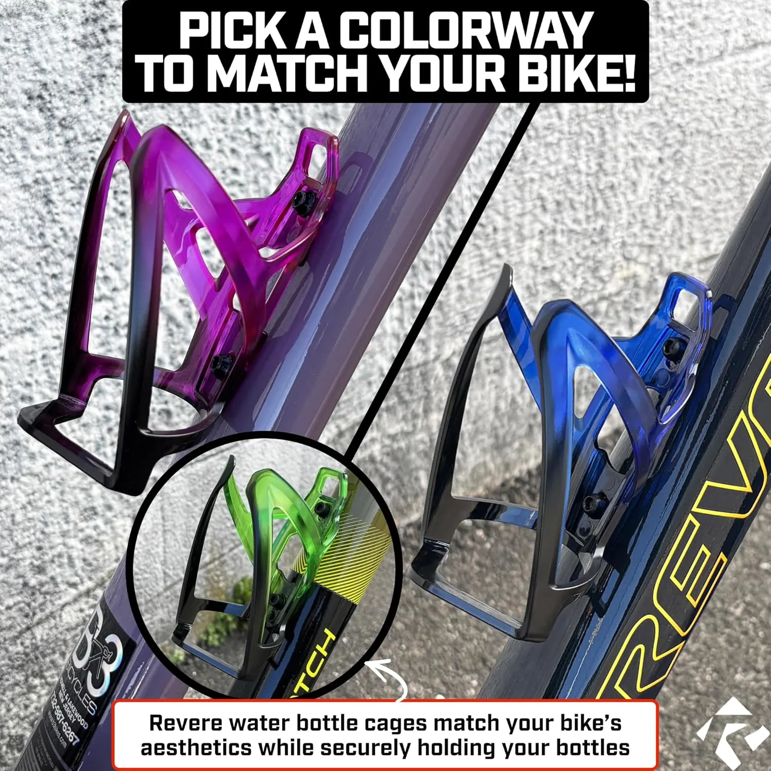 Revere Ultra-Light Bike Water Bottle Holder – Durable Bicycle Bottle Cage for Road, MTB, & Mountain Bikes – 2-Pack with Screws & Installation Tool – Premium Cycling Accessories (Yellow/Orange)