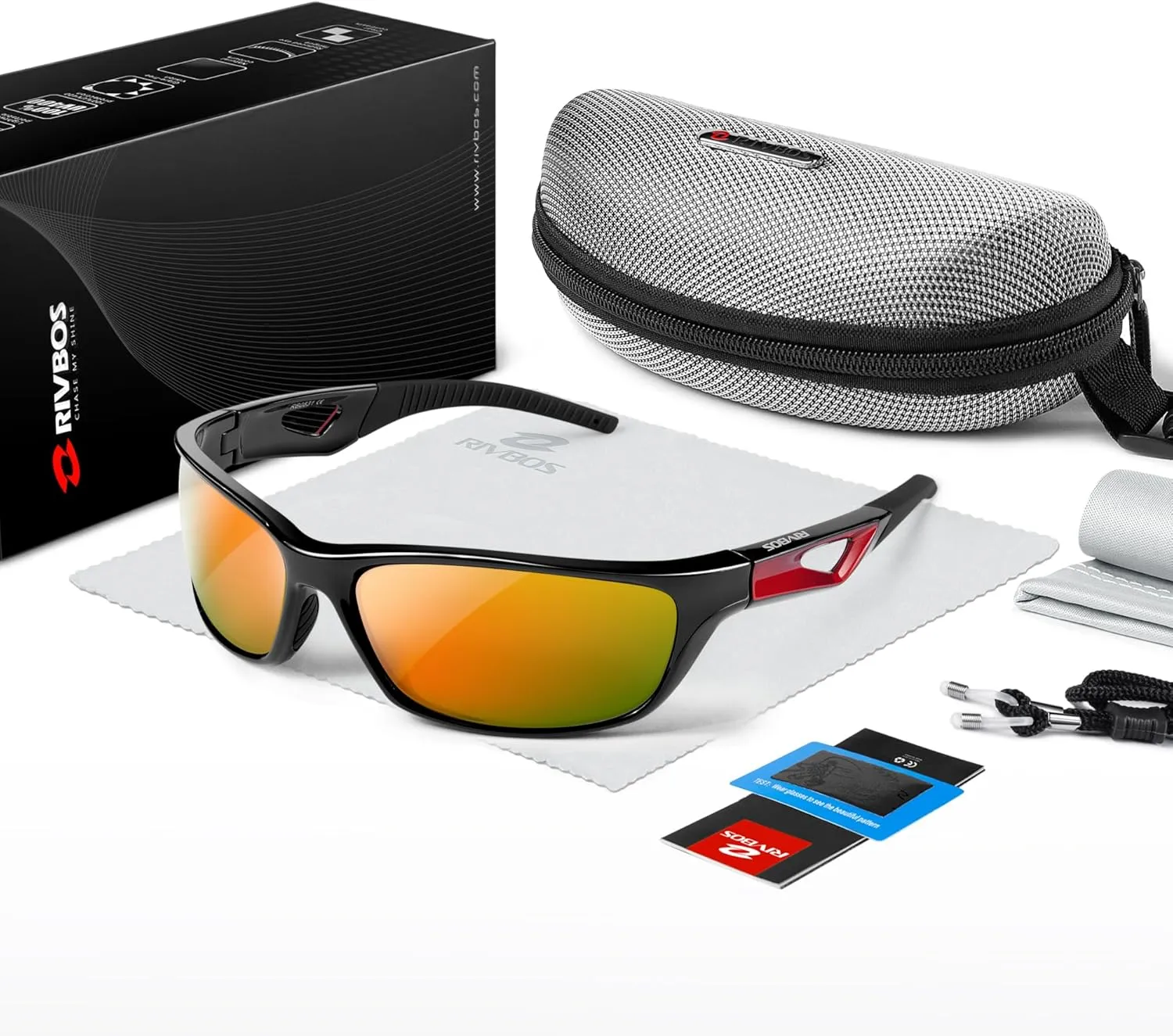 RIVBOS Polarized Sports Sunglasses Driving Sun Glasses Shades for Men Women Tr90 Frame for Cycling Fishing Running RB831