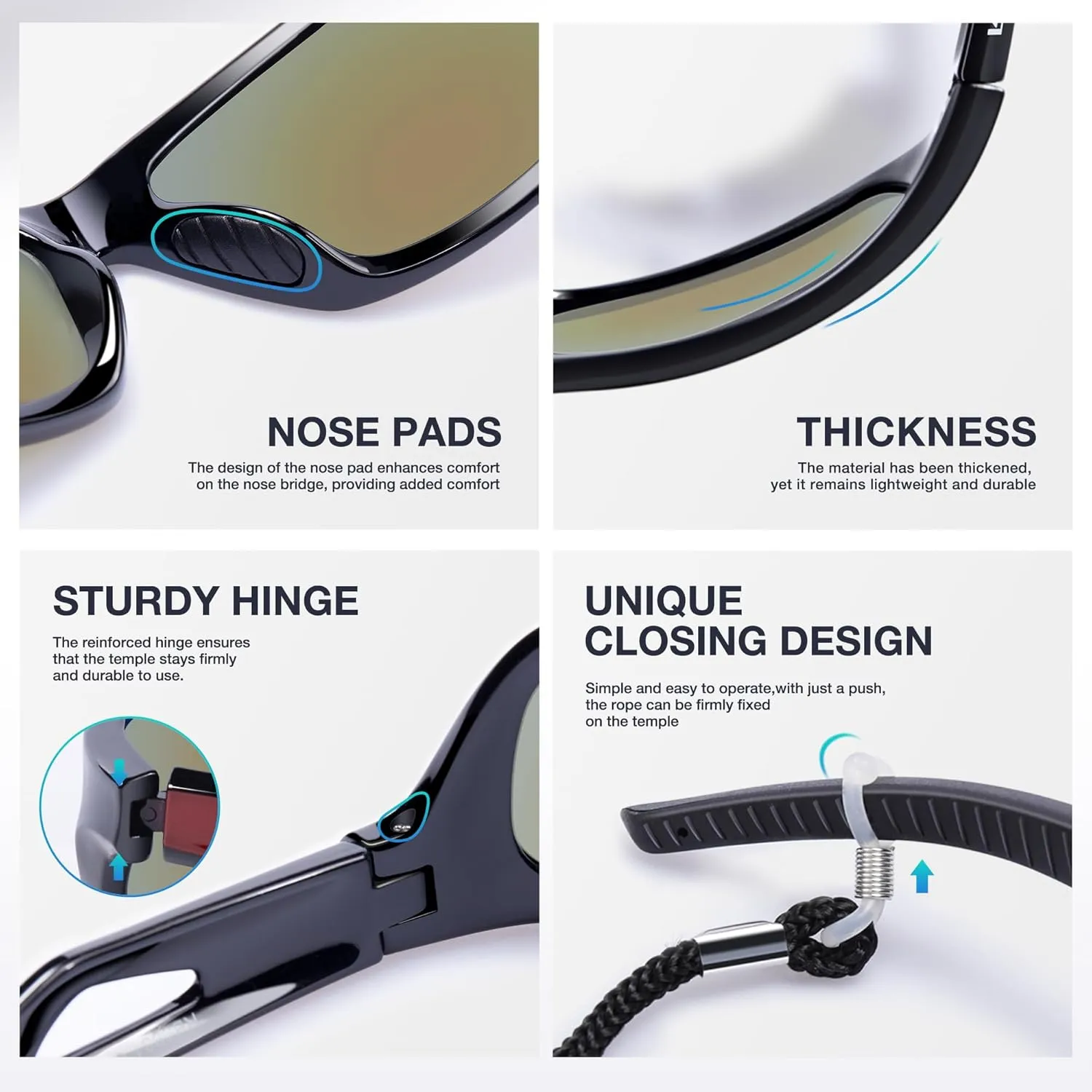 RIVBOS Polarized Sports Sunglasses Driving Sun Glasses Shades for Men Women Tr90 Frame for Cycling Fishing Running RB831