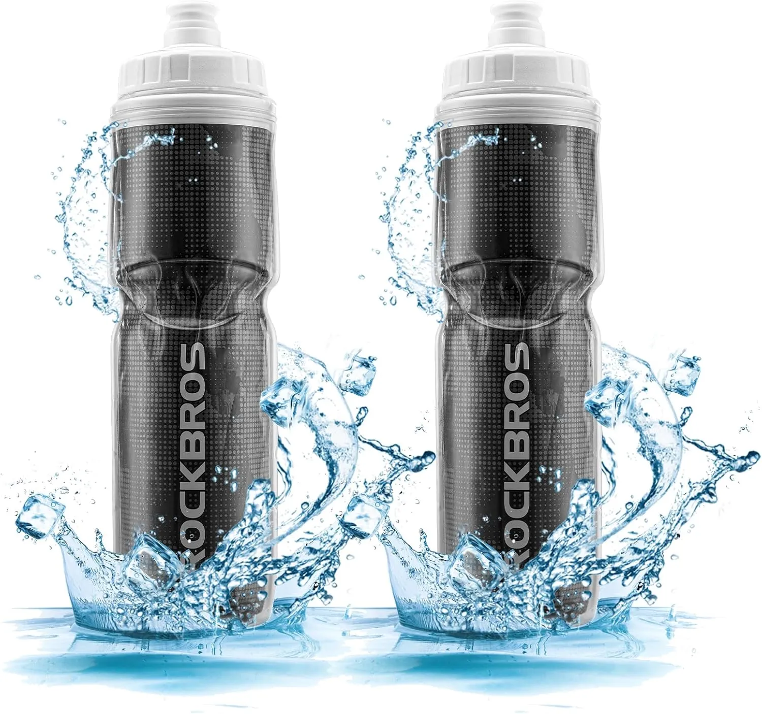 ROCKBROS 24OZ Insulated Bike Water Bottles Keep Water Cool, Leak-Proof Cycling Water Bottle with Handle, Bicycle Water Bottle Easy to Squeeze