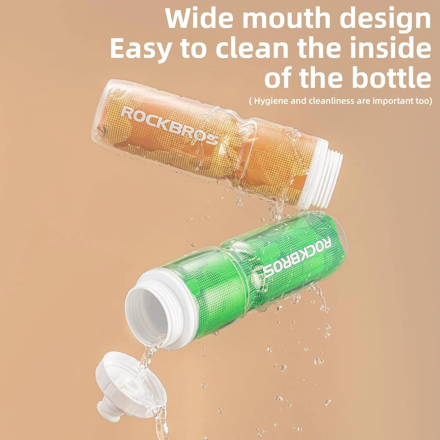 ROCKBROS 24OZ Insulated Bike Water Bottles Keep Water Cool, Leak-Proof Cycling Water Bottle with Handle, Bicycle Water Bottle Easy to Squeeze