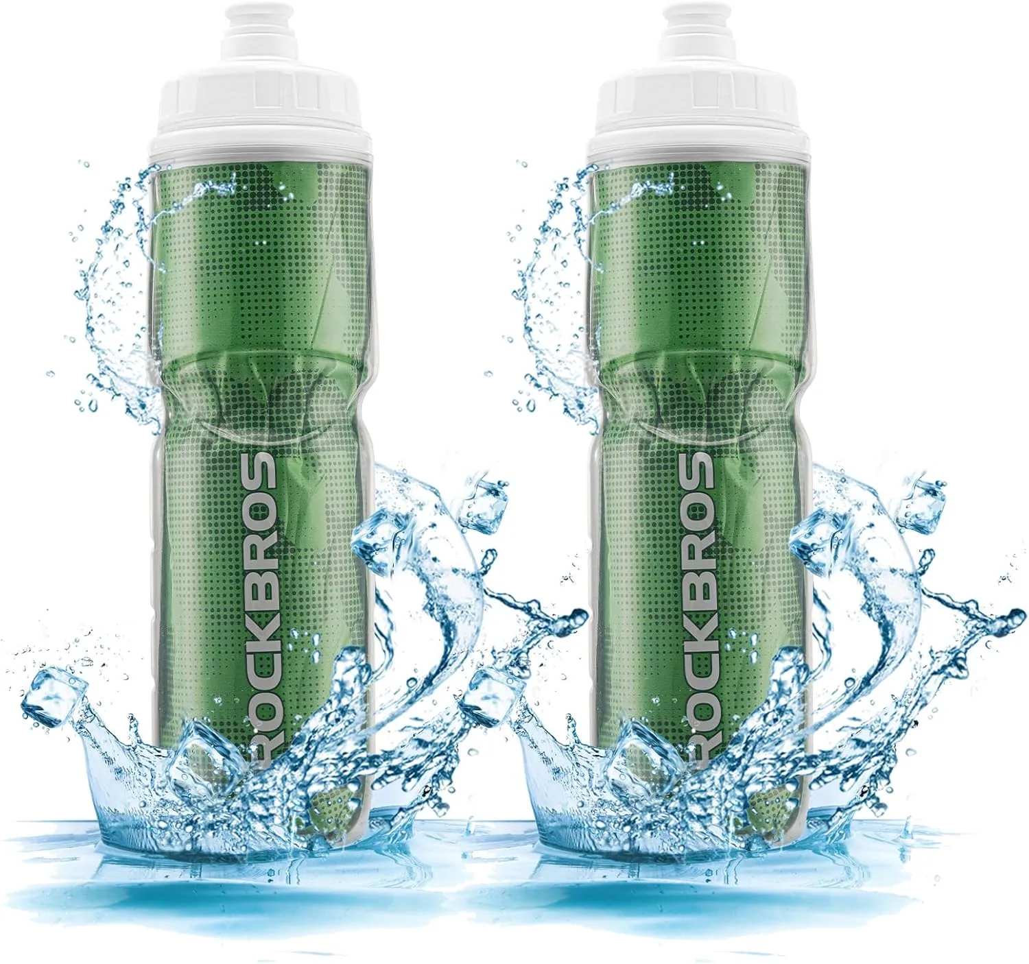 ROCKBROS 24OZ Insulated Bike Water Bottles Keep Water Cool, Leak-Proof Cycling Water Bottle with Handle, Bicycle Water Bottle Easy to Squeeze