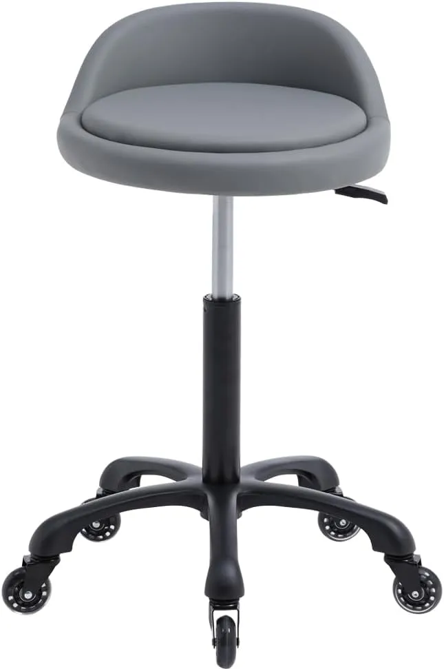 Rolling Salon Stool Chair with Back Support Hydaulic Height Adjustable on Swivel Wheels Heavy Duty for Hair Cutting Esthetician Tatto Beauty Spa Bar Lab Clinic Kitchen Office Home (Dark Gray)