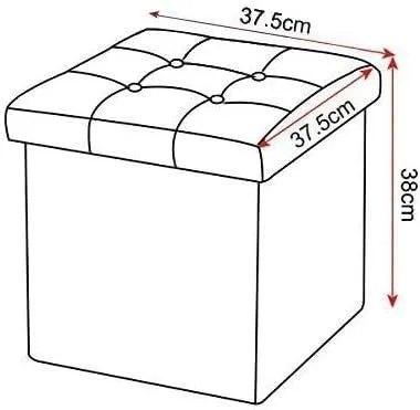 Rootz Stool with Storage - Storage Bench - Foldable Ottoman - Linen Fabric - 37.5cm x 38cm x 37.5cm - Space Saving - Breathable - 38L Storage