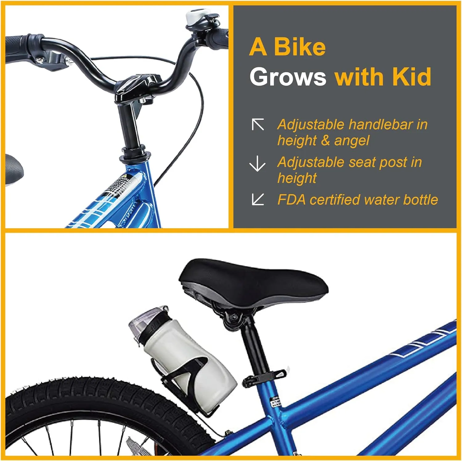 RoyalBaby Kids Bike EZ Freestyle Training Free Balance to Pedal Easy Learning Bicycle, 12-18 Inch for Toddlers to Big Kids