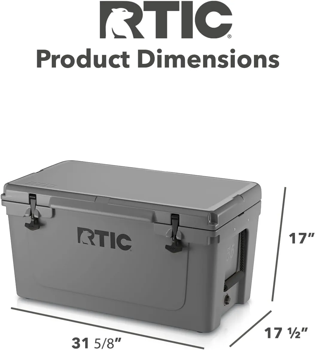 RTIC 65 QT Ultra-Tough Cooler Hard Insulated Portable Ice Chest Box for Beach, Drink, Beverage, Camping, Picnic, Fishing, Boat, Barbecue