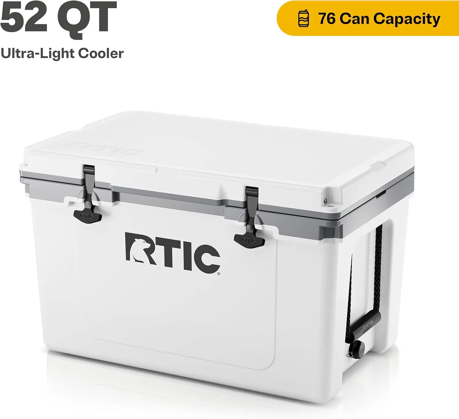 RTIC Ultra-Light 52 Quart Hard Cooler Insulated Portable Ice Chest Box for Beach, Drink, Beverage, Camping, Picnic, Fishing, Boat, Barbecue, 30% Lighter Than Rotomolded Coolers