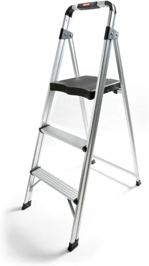 Rubbermaid 3-Step Lightweight Aluminum Step Stool Ladder, ANSI Type 2 Duty Rating, 225-Pound Capacity