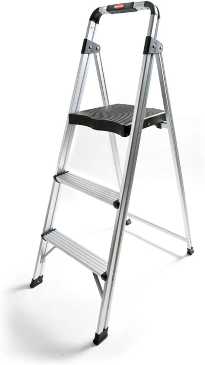 Rubbermaid 3-Step Lightweight Aluminum Step Stool Ladder, ANSI Type 2 Duty Rating, 225-Pound Capacity