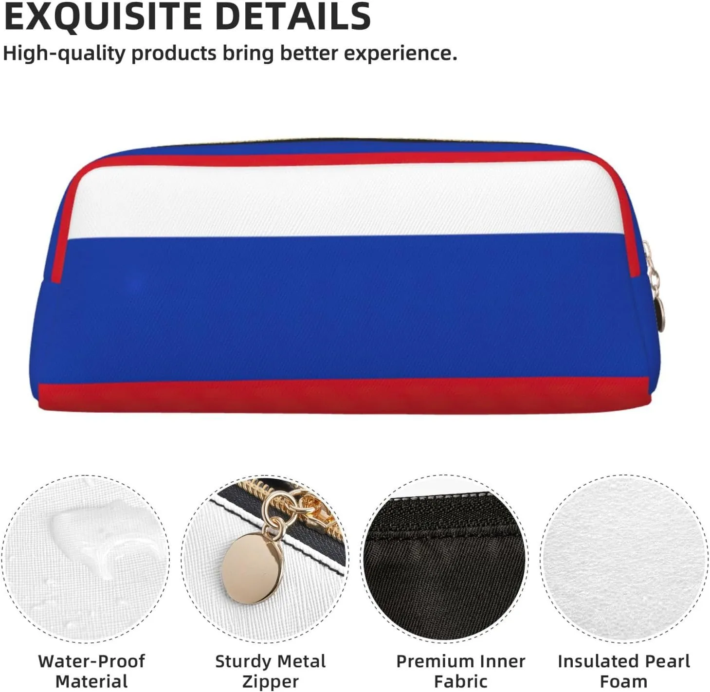 Russian Flag Print Versatile Storage Pouch Makeup Bag Travel Office Small Items Organizer Bag