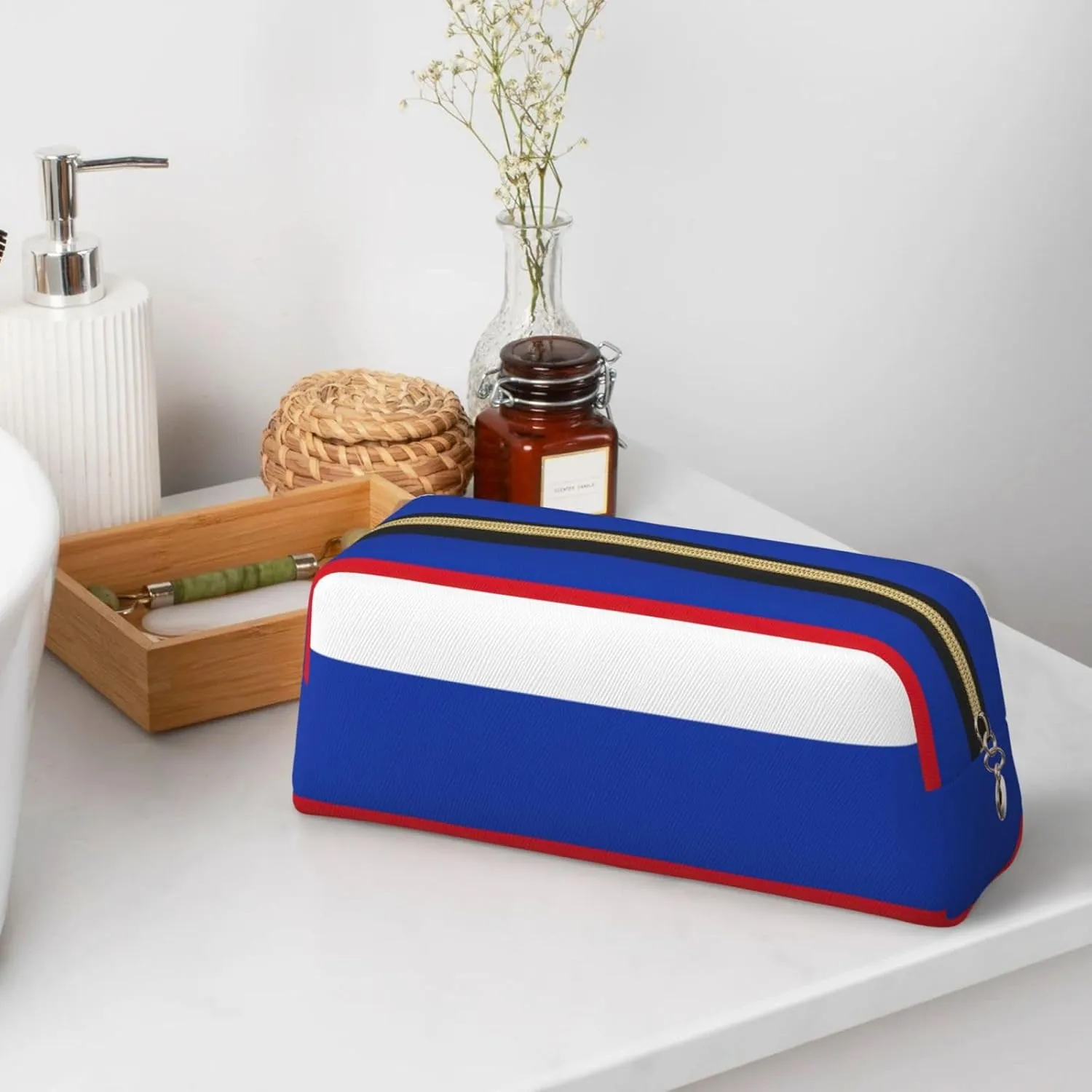 Russian Flag Print Versatile Storage Pouch Makeup Bag Travel Office Small Items Organizer Bag