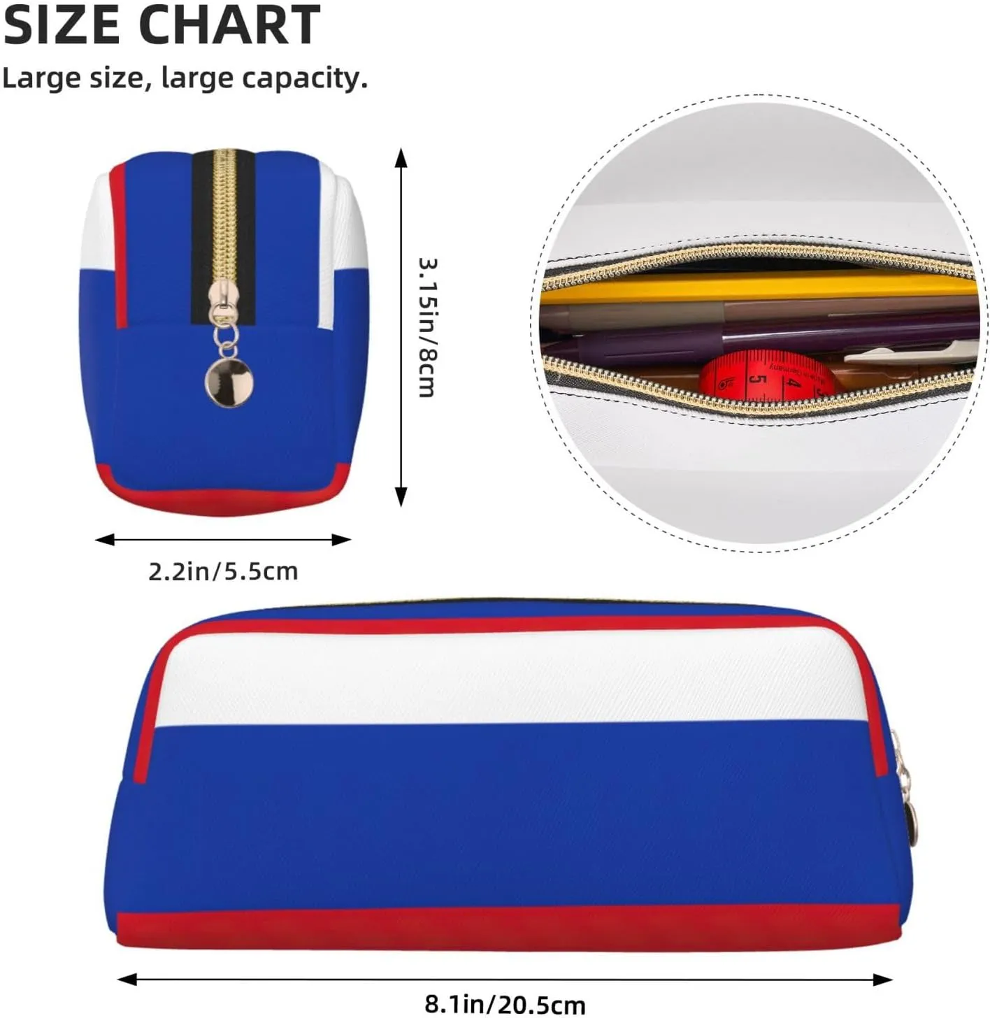 Russian Flag Print Versatile Storage Pouch Makeup Bag Travel Office Small Items Organizer Bag