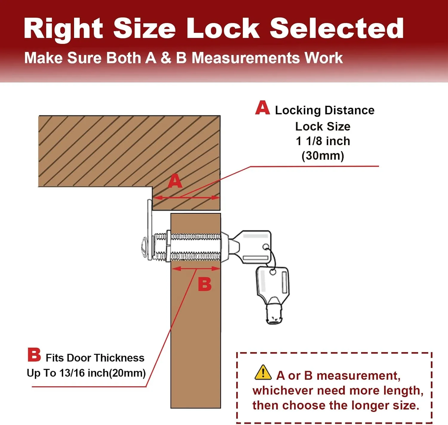 RV Locks for Storage Door 1 1/8 INCH, Camper Storage Locks for Travel Trailer Compartment Cabinet Drawer with Keys 1 1/8", Pack of 3 Locks with 6 Keyed Alike with Manual