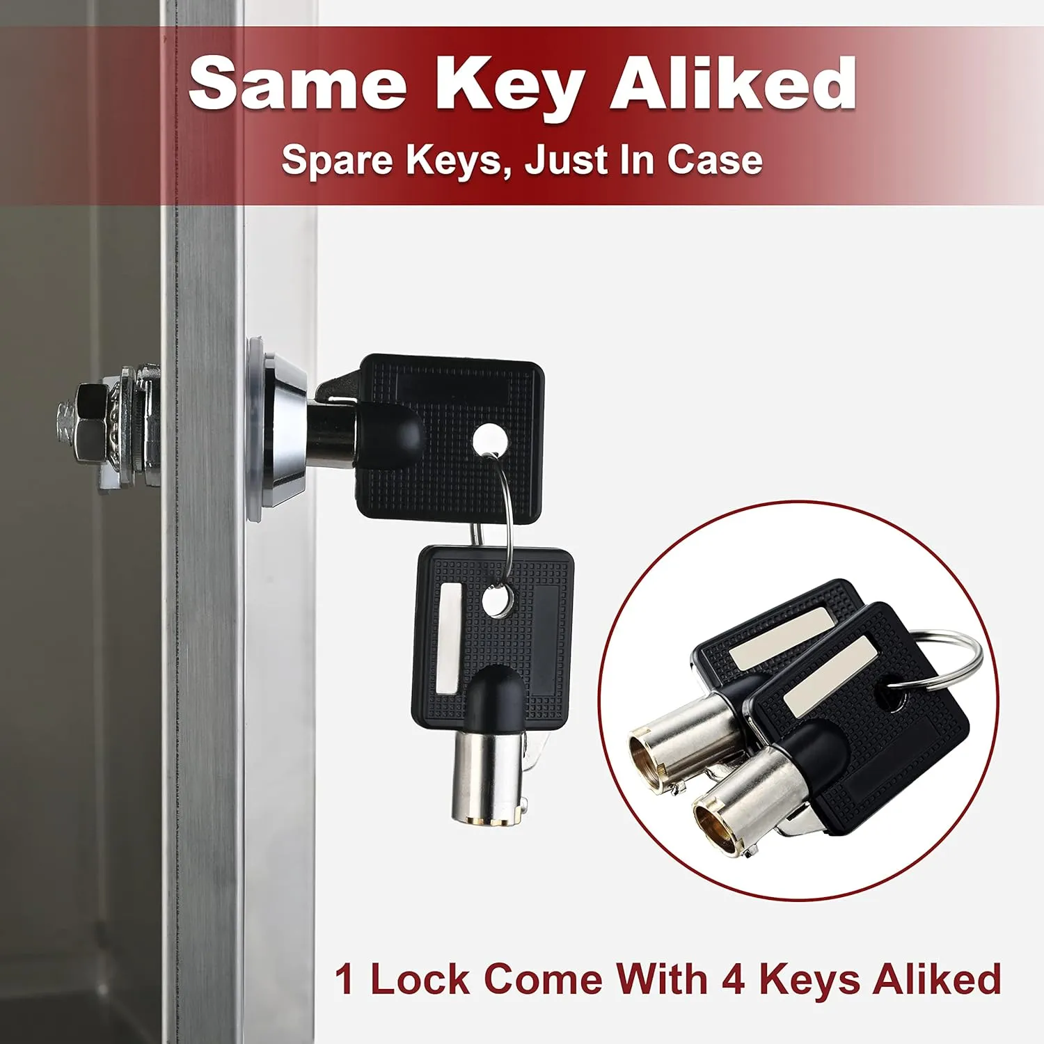 RV Locks for Storage Door 1 1/8 INCH, Camper Storage Locks for Travel Trailer Compartment Cabinet Drawer with Keys 1 1/8", Pack of 3 Locks with 6 Keyed Alike with Manual