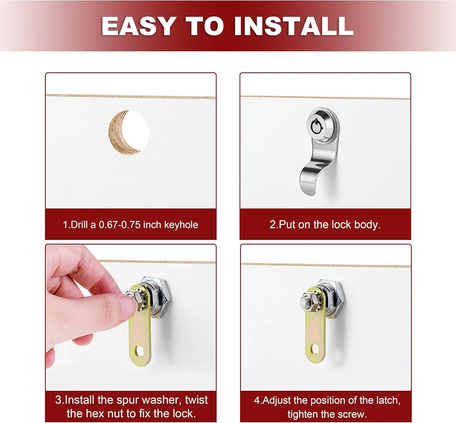 RV Locks for Storage Door 1 1/8 INCH, Camper Storage Locks for Travel Trailer Compartment Cabinet Drawer with Keys 1 1/8", Pack of 3 Locks with 6 Keyed Alike with Manual