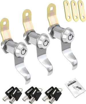 RV Locks for Storage Door 1 1/8 INCH, Camper Storage Locks for Travel Trailer Compartment Cabinet Drawer with Keys 1 1/8", Pack of 3 Locks with 6 Keyed Alike with Manual
