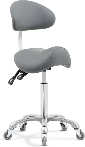 Saddle Stool Rolling Chair with Back Support,Esthetician Tattoo Dental Stool Chair,Lash Chairs for Eyelash Tech Massage Salon(Grey,with Backrest)