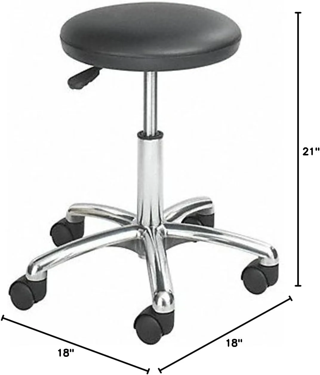 Safco Products 3434BL Adjustable Rolling Mobile Economy Lab Stool, Home, Office, Dr Offices and More, Black