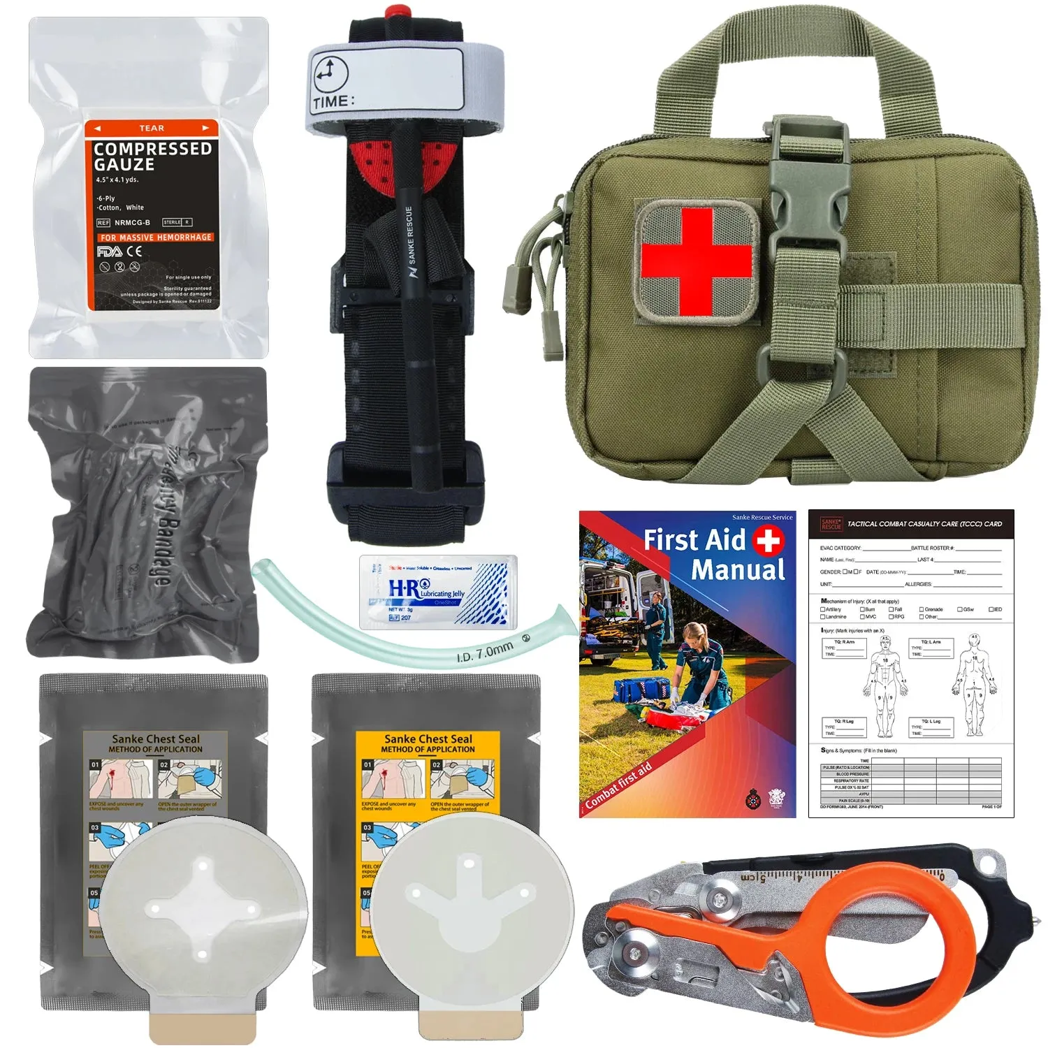 Sanke Rescue Tactical Molle Medical EDC Pouch Emergency Bandage Tourniquet Scissors IFAK Pouch First Aid Kit Survival Military