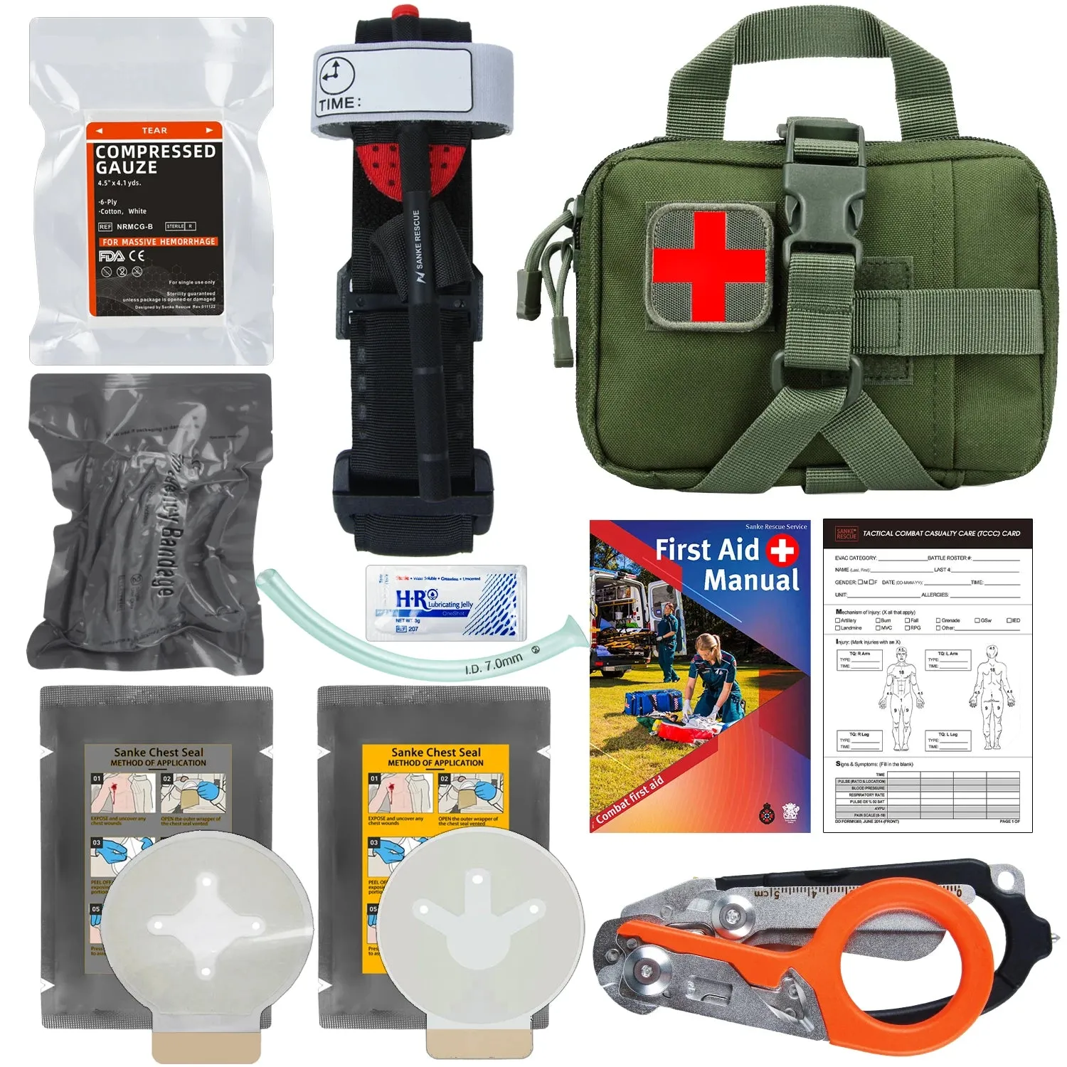 Sanke Rescue Tactical Molle Medical EDC Pouch Emergency Bandage Tourniquet Scissors IFAK Pouch First Aid Kit Survival Military