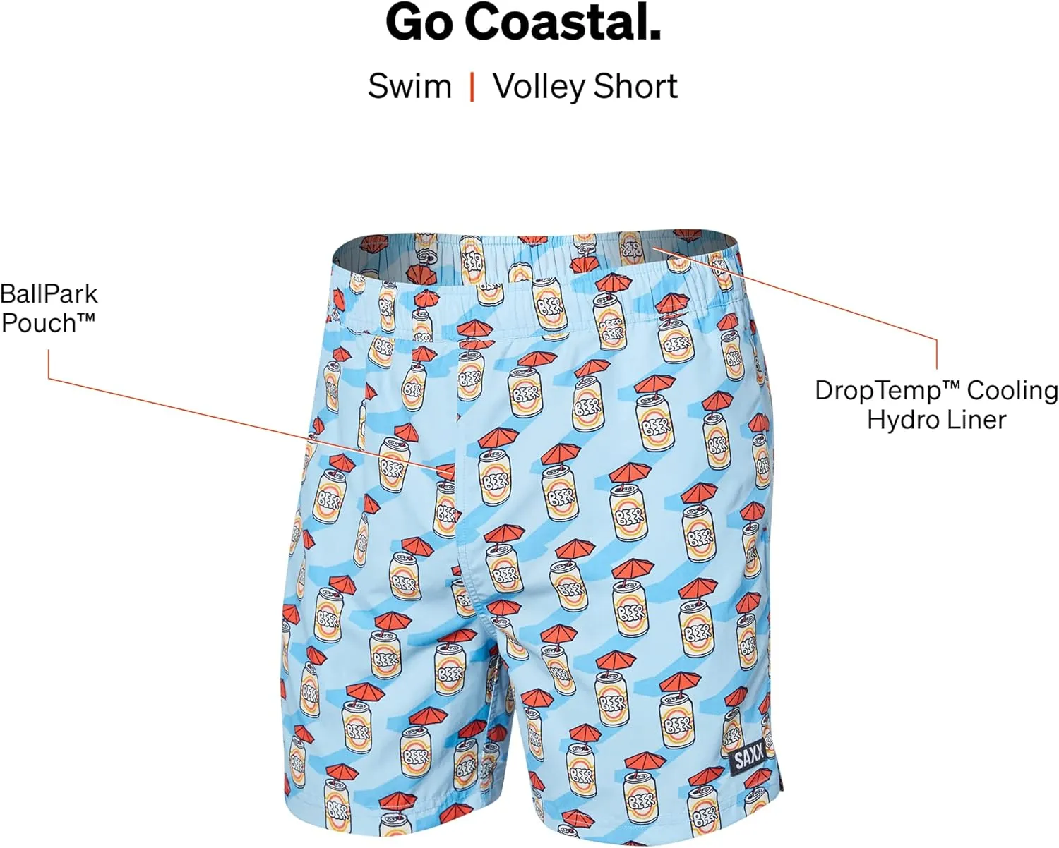 SAXX Underwear Co. Men's Go Coastal 2n1 Volley 5", Fashion