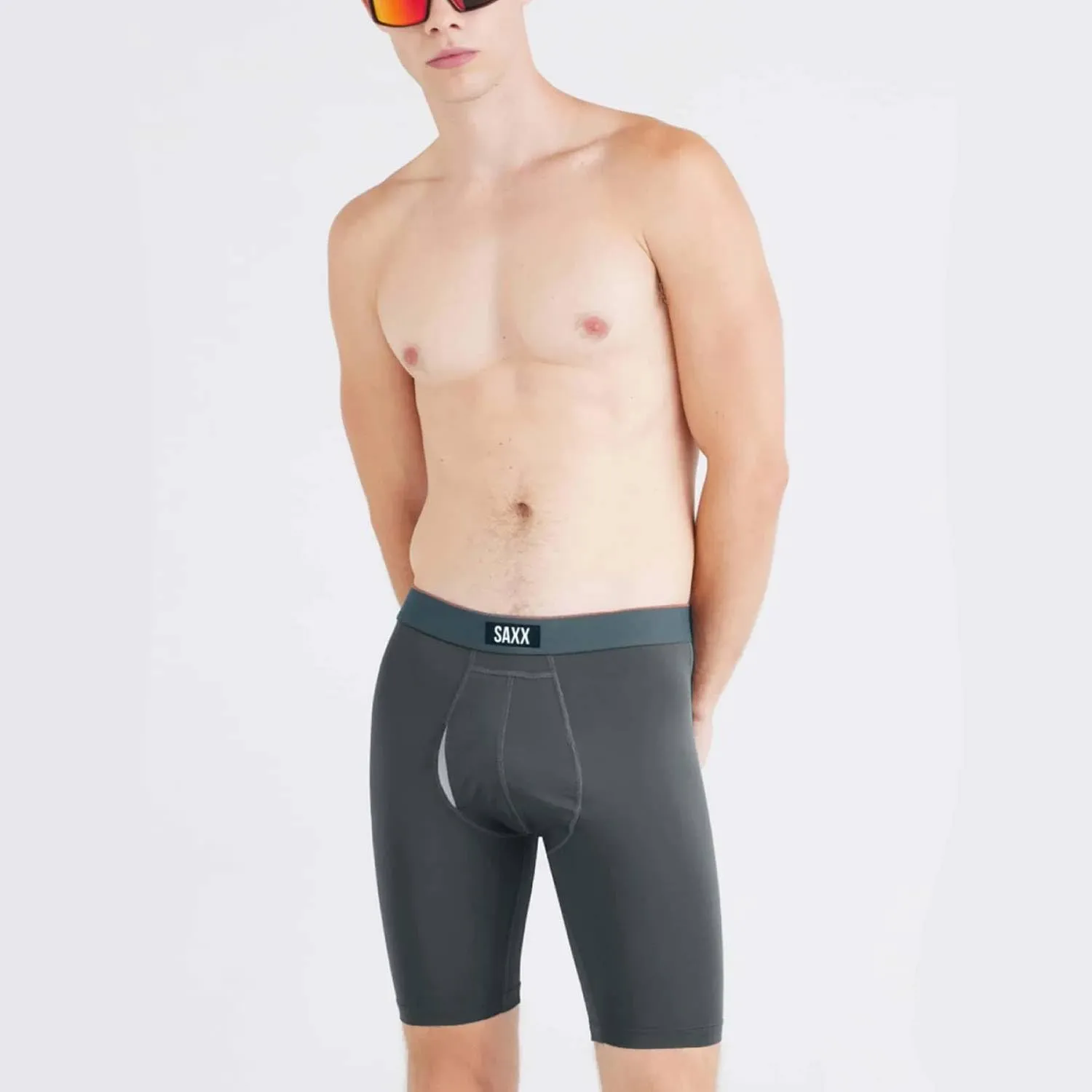 SAXX Underwear Co. Men's Underwear with Pouch Multi Sport Mesh Long Boxer Brief Fly