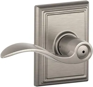 Schlage F40 ACC 619 ADD Accent Door Lever with Addison Trim, Bed & Bath Privacy Lock, Satin Nickel
