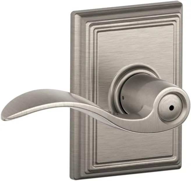 Schlage F40 ACC 619 ADD Accent Door Lever with Addison Trim, Bed & Bath Privacy Lock, Satin Nickel