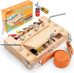 Screwdriver Board-Montessori Toy Lock and Key Toy Set for Kids, Storage Wooden Tools Preschool Sensory Toys for 3  Year Old