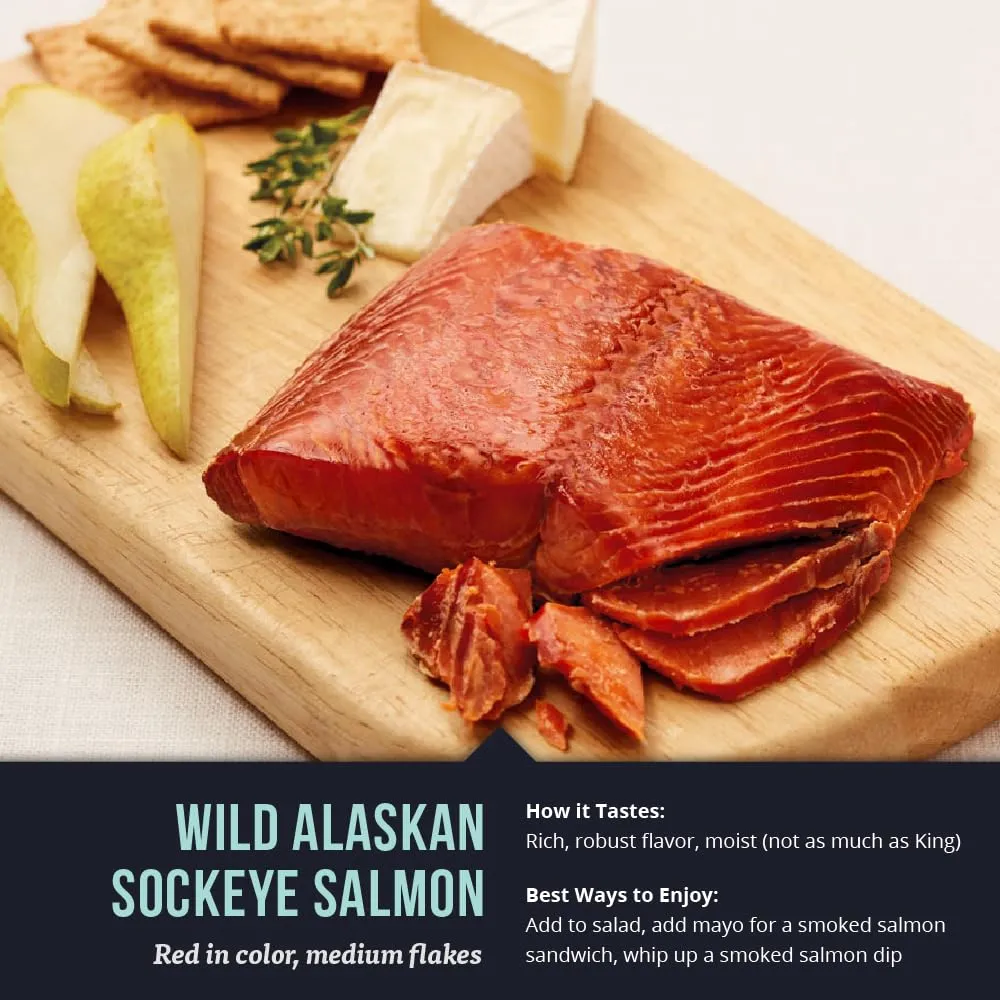 SeaBear - Premium Wild Alaskan Smoked Sockeye, Coho, and Pink Salmon Trio - 18oz Box