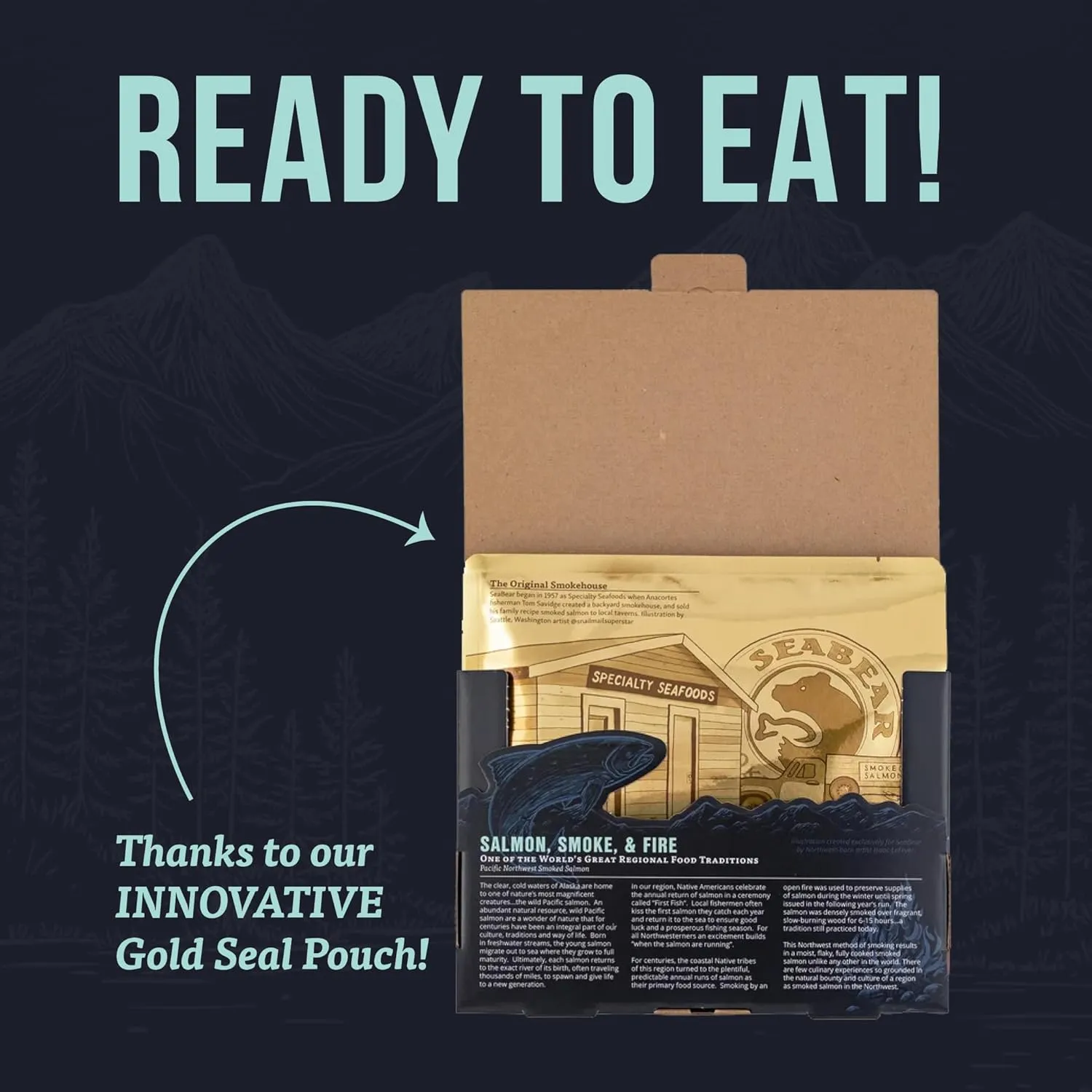 SeaBear - Premium Wild Alaskan Smoked Sockeye, Coho, and Pink Salmon Trio - 18oz Box
